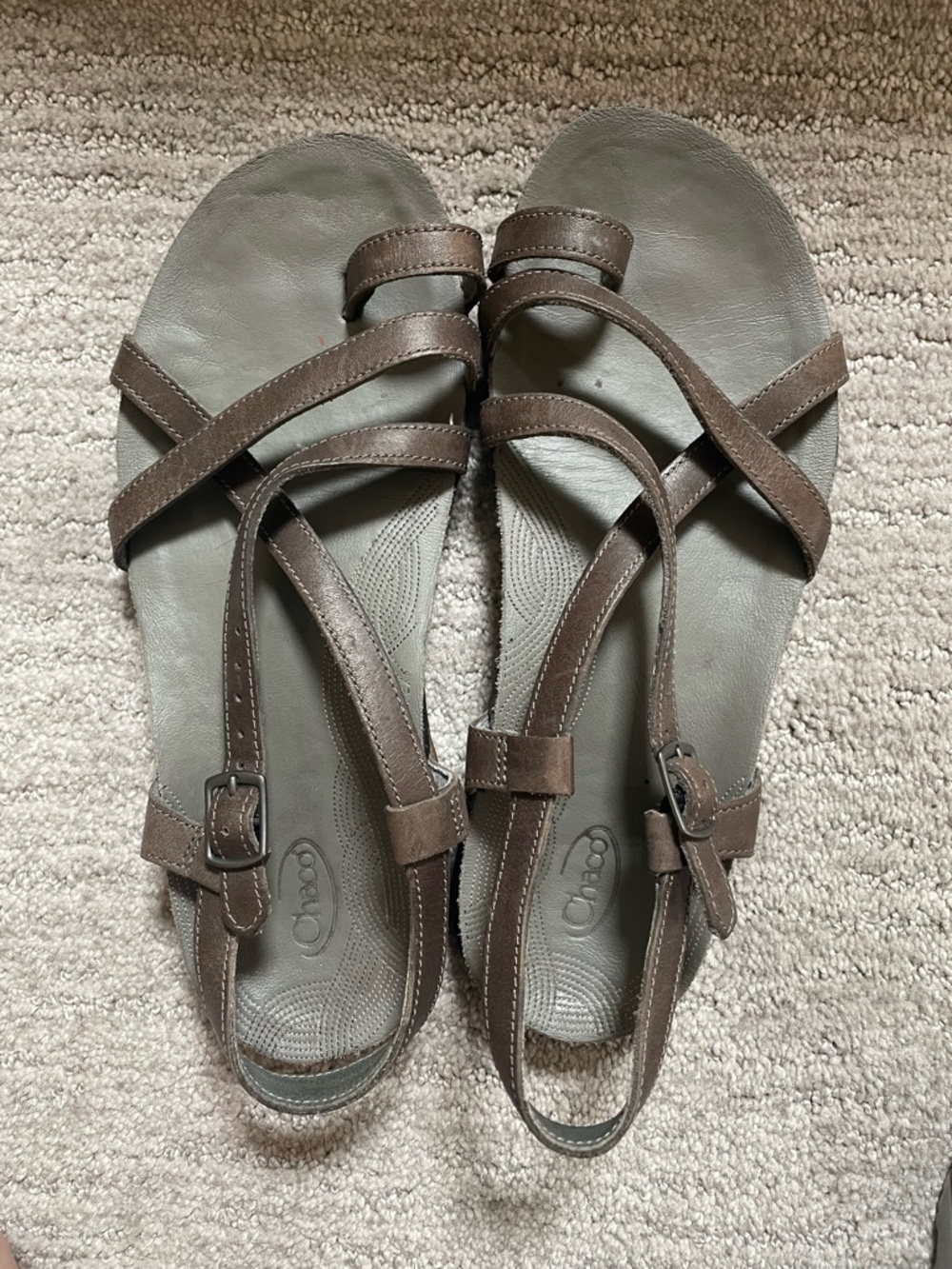 Chaco Women's Grey Leather Strappy Sandals